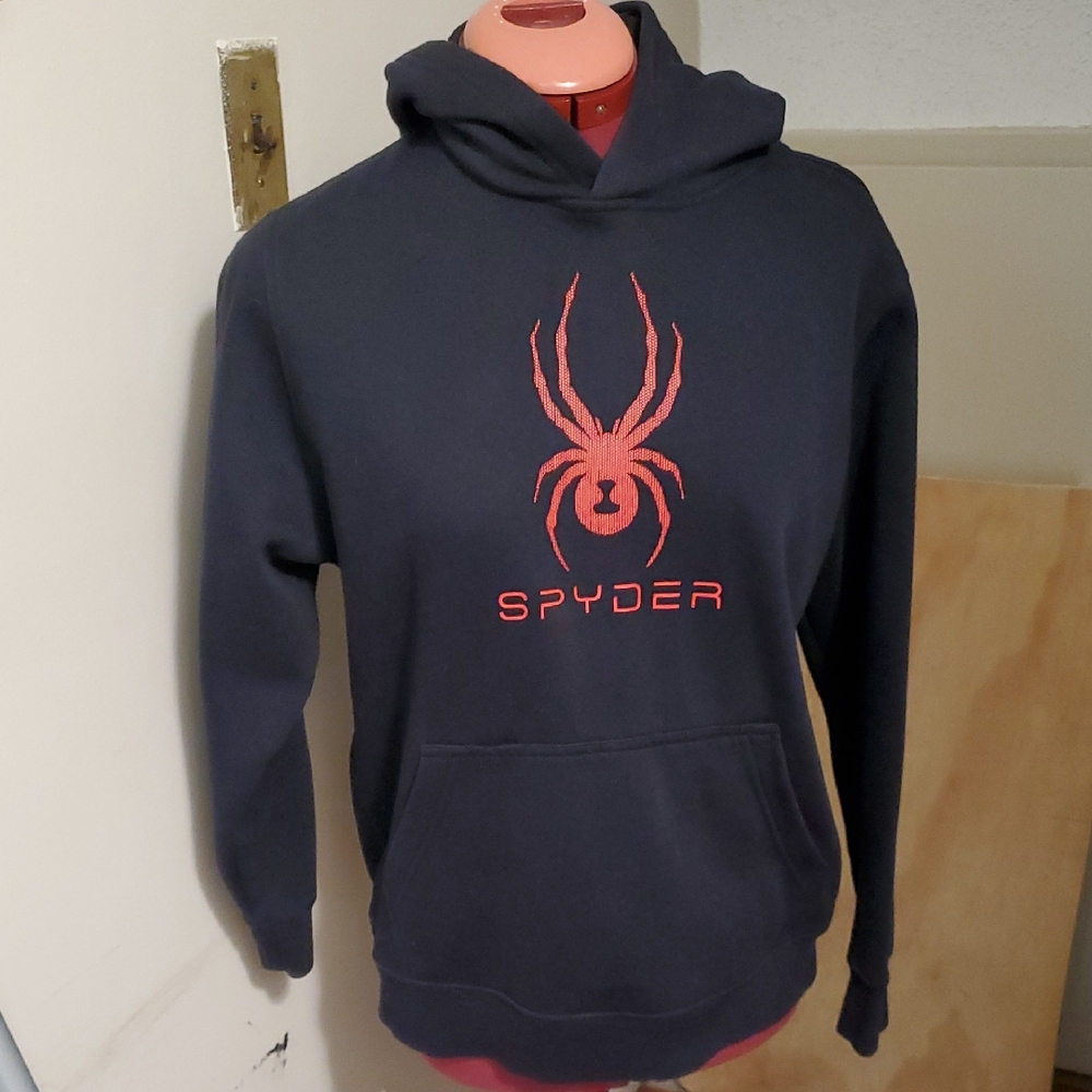 Spyder Men's Dark Hoodie with Red Spider Logo